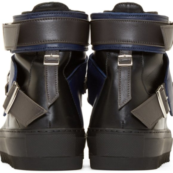 RAF SIMONS Men's Leather High Top Buckle Sneakers - Picture 8 of 8